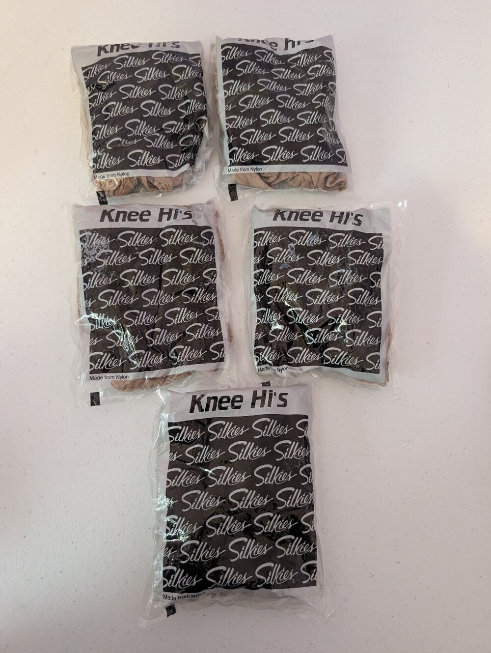 Lot of 5 Packs of Silkies Knee Hi's 15 Pairs Total Nude/Natural NOS New